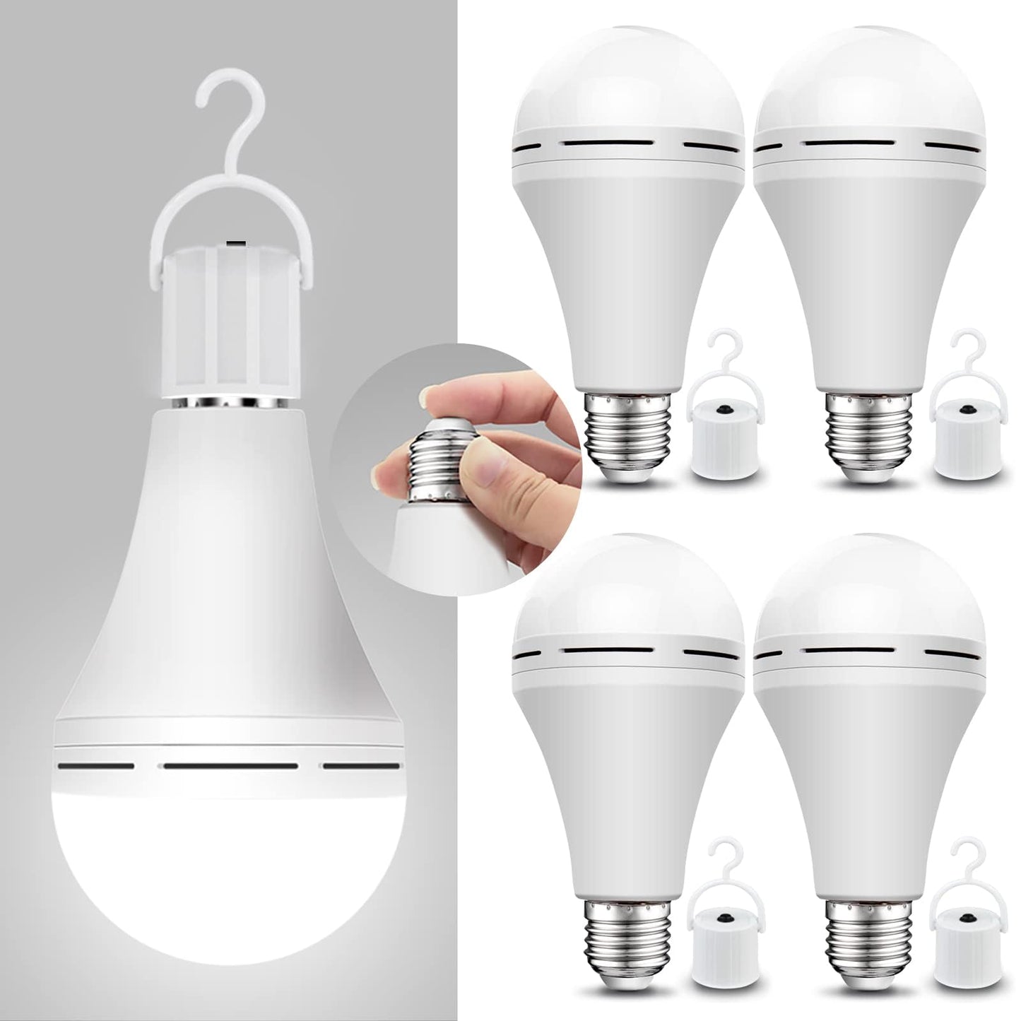 4-Pack Rechargeable Emergency LED Light Bulbs