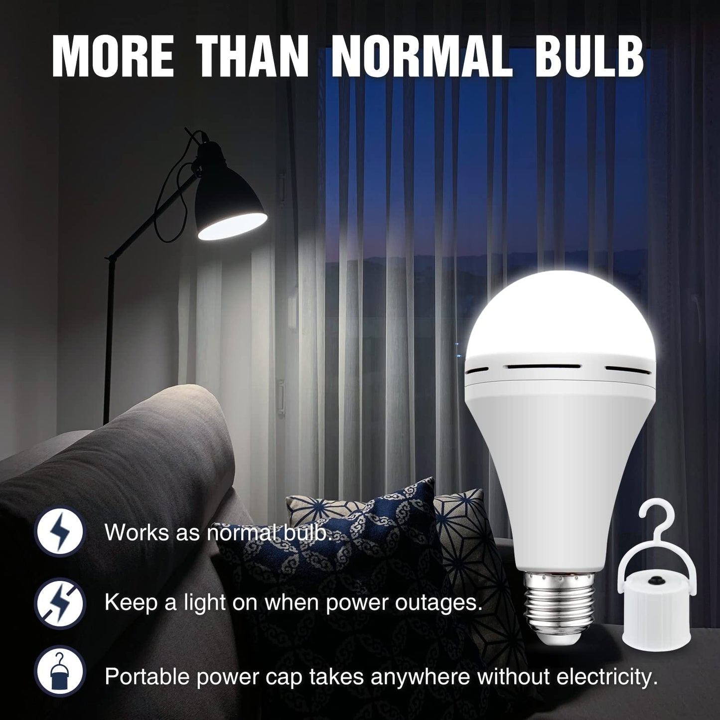 4-Pack Rechargeable Emergency LED Light Bulbs