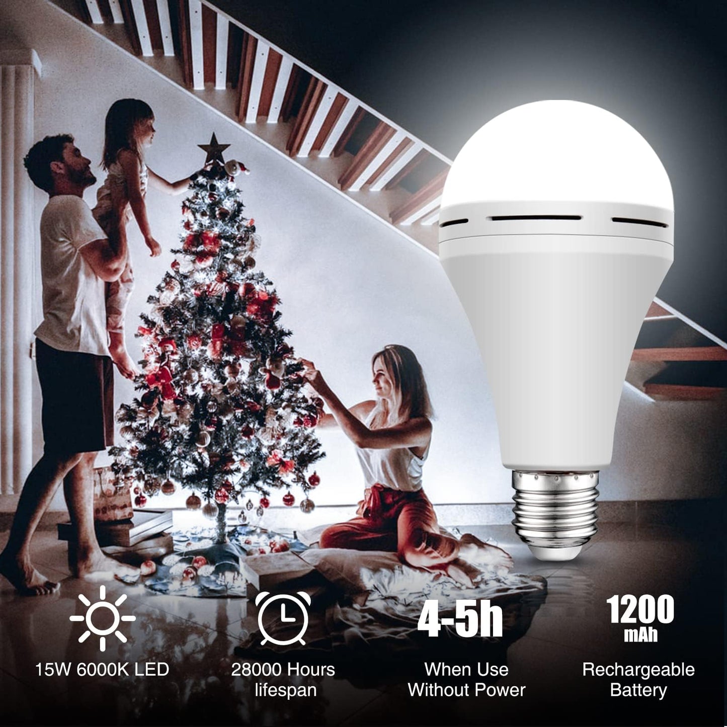 4-Pack Rechargeable Emergency LED Light Bulbs