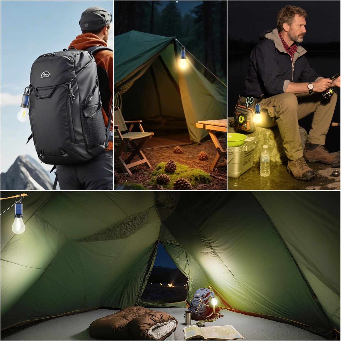 Solar & USB Rechargeable LED Tent Lights